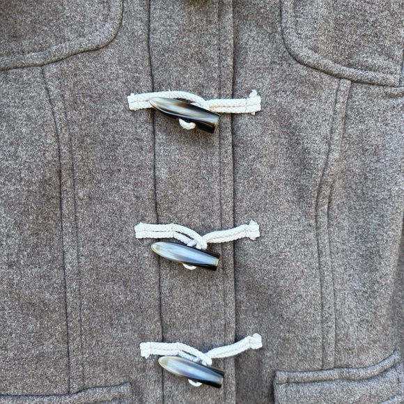 Old Navy Women's Brown Wool Blend Hooded Toggle Zip Coat - Picture 4 of 7